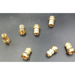 7 VS gold Electronic Adaptors F-Connectors 5/8" long x 3/8" wide‎ 1/4" short end